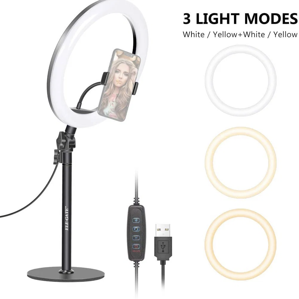 Aro De Luz LED de 26cm con Tripie para Celular, Ideal para Foto y Video, Maquillaje, etc